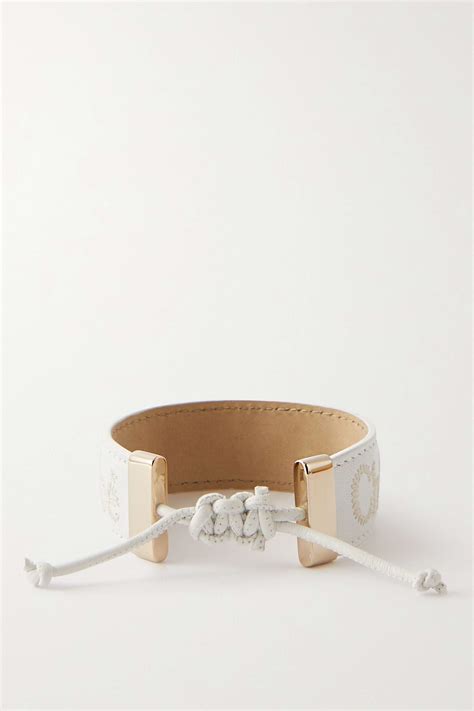 CHLOÉ Woody embroidered leather bracelet 